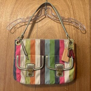 Coach Sequin Multi Color Legacy Stripe Bag